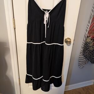 Black Dress with White Trim and Tie Front